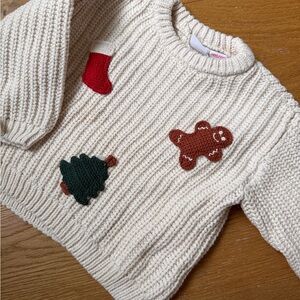 [SOlD] Zara Cream Knit Sweater with Brown Gingerbread Patch